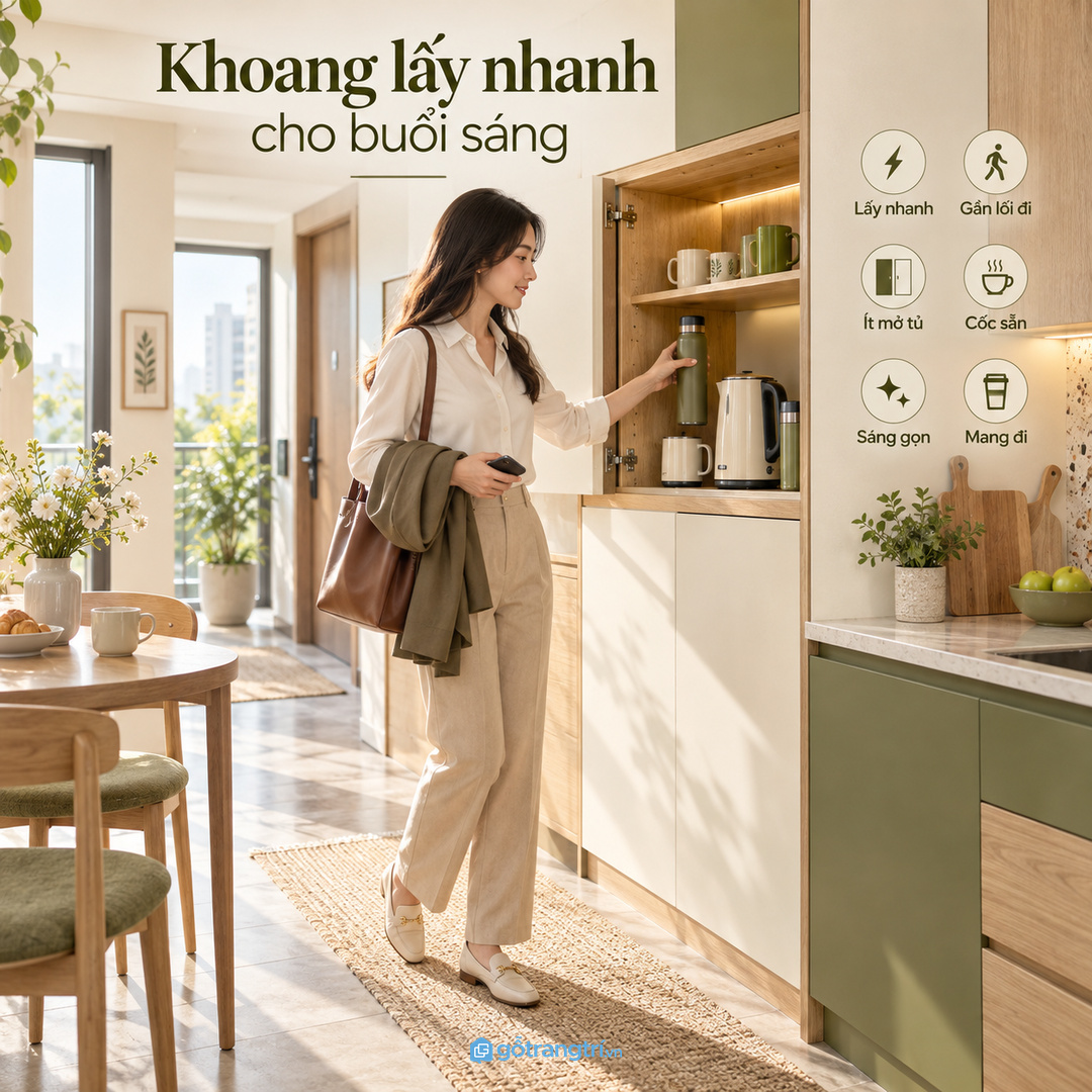 Người đi làm cần khoang lấy nhanh cho ấm đun nước, bình pha trà mỗi sáng