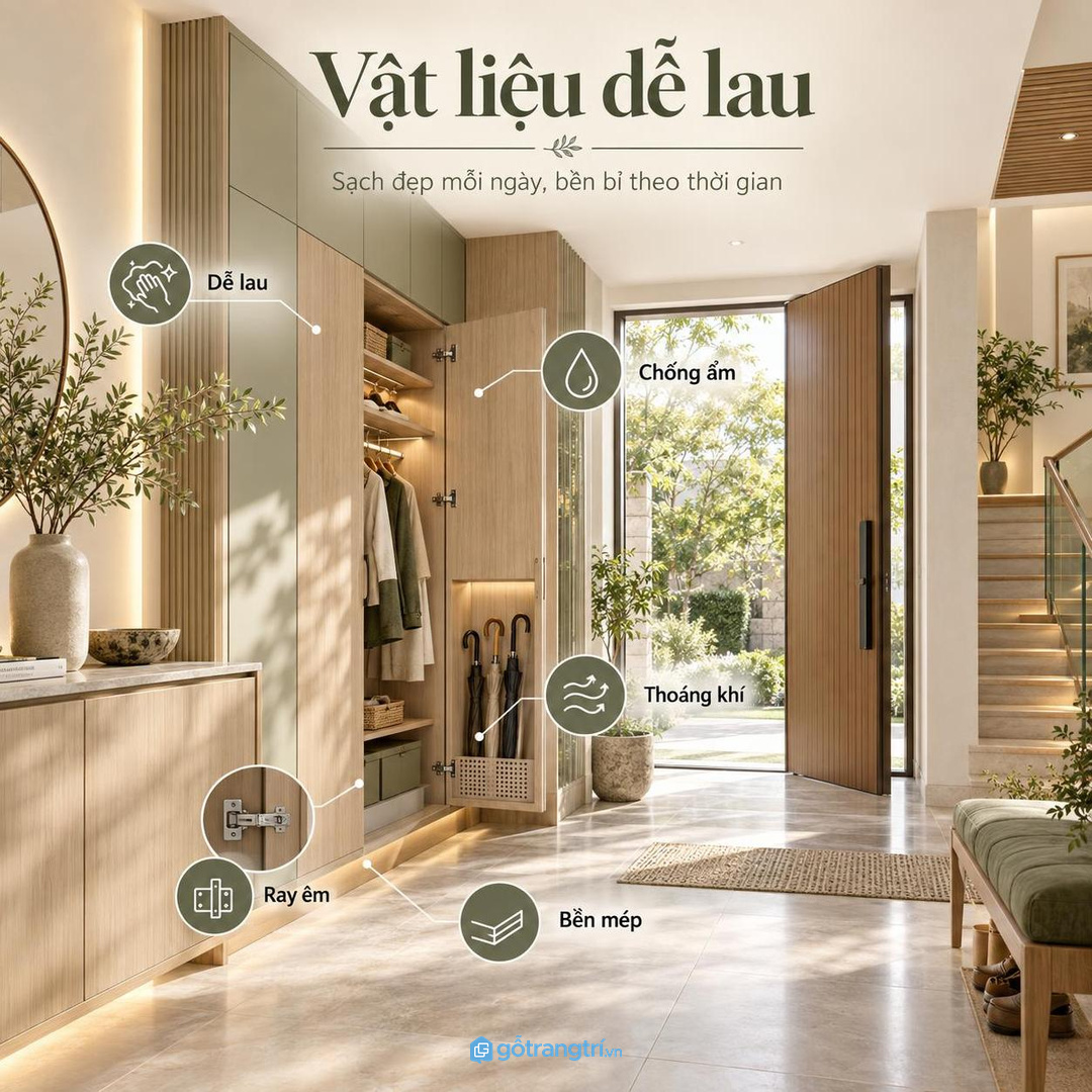 Chia khoang theo áo dài, vest, mũ, túi, ô dù và giày khách