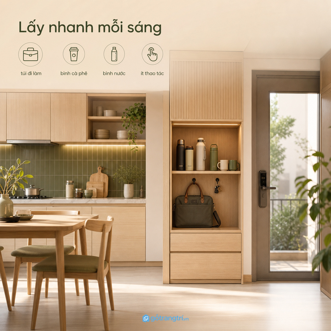 Người đi làm cần khoang lấy nhanh cho bình nước, bình cà phê mỗi sáng
