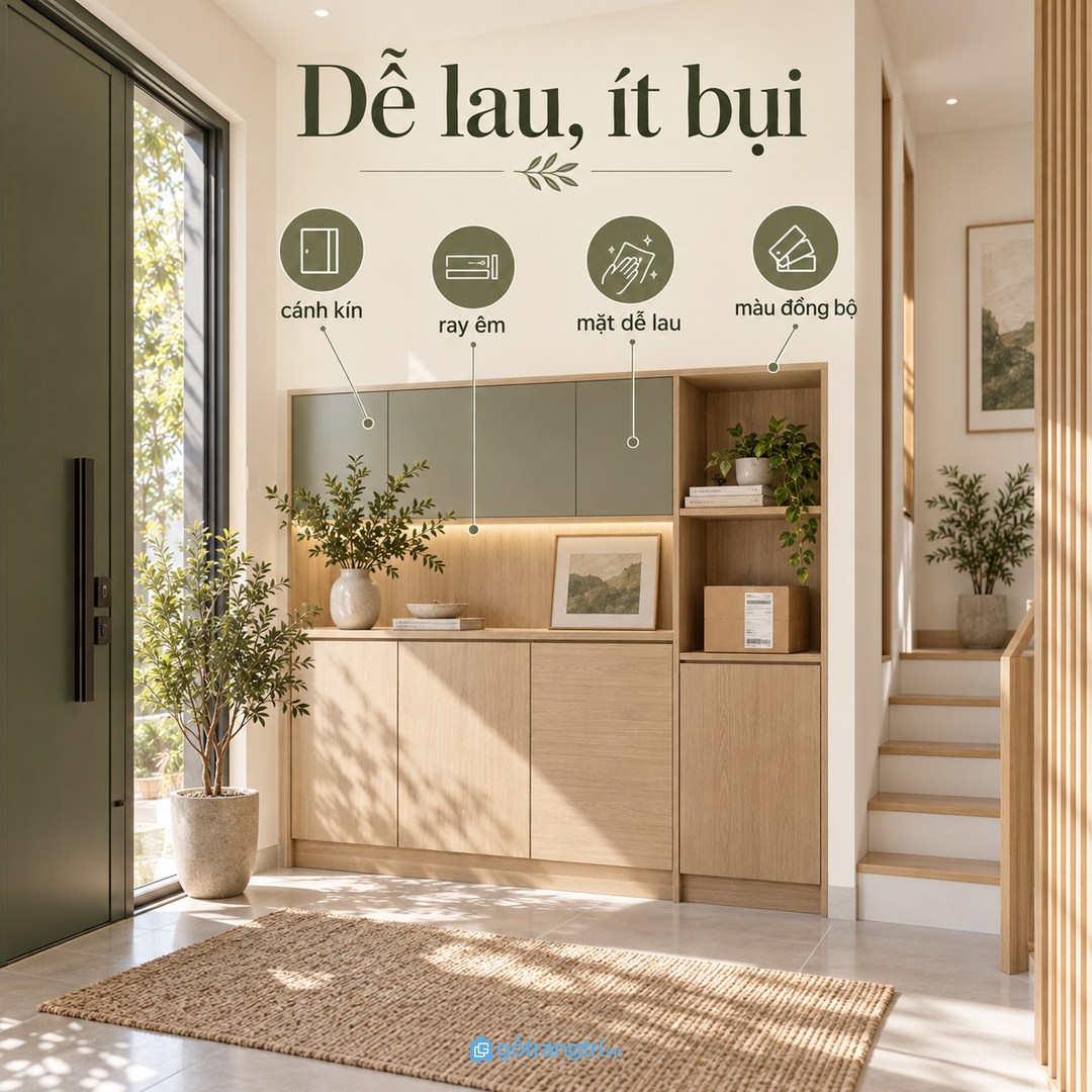 Giữ lối đi trước tủ để mở cánh, lấy đơn và đi lại không vướng