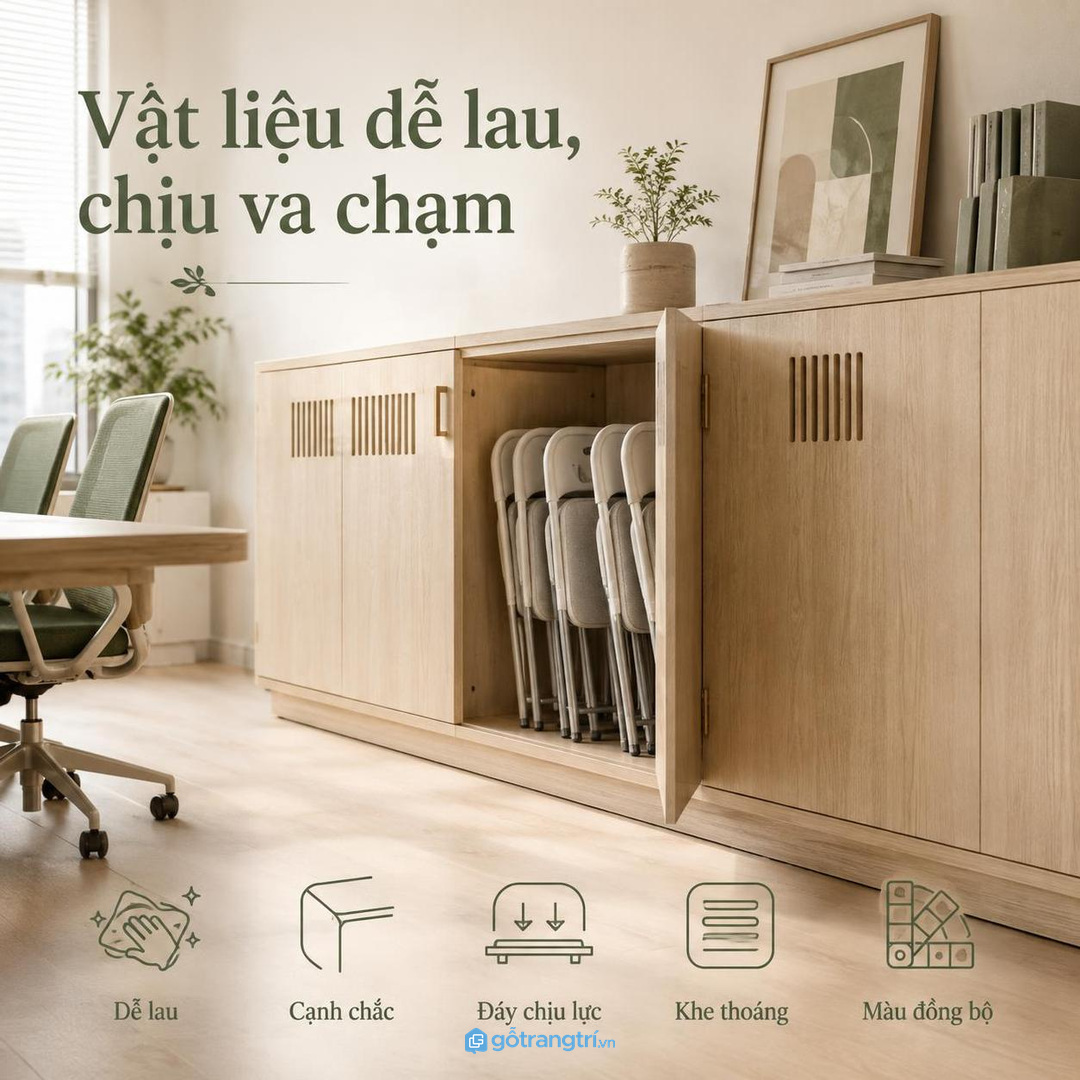 Vật liệu dễ lau cạnh chắc và đáy chịu lực giúp tủ bền hơn