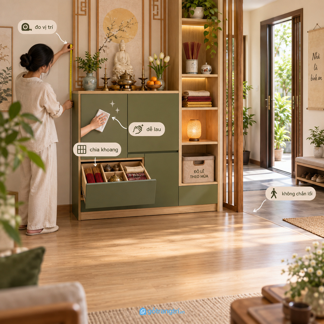 Bề mặt dễ lau và cánh kín giúp đồ chăm vật phẩm sạch lâu hơn