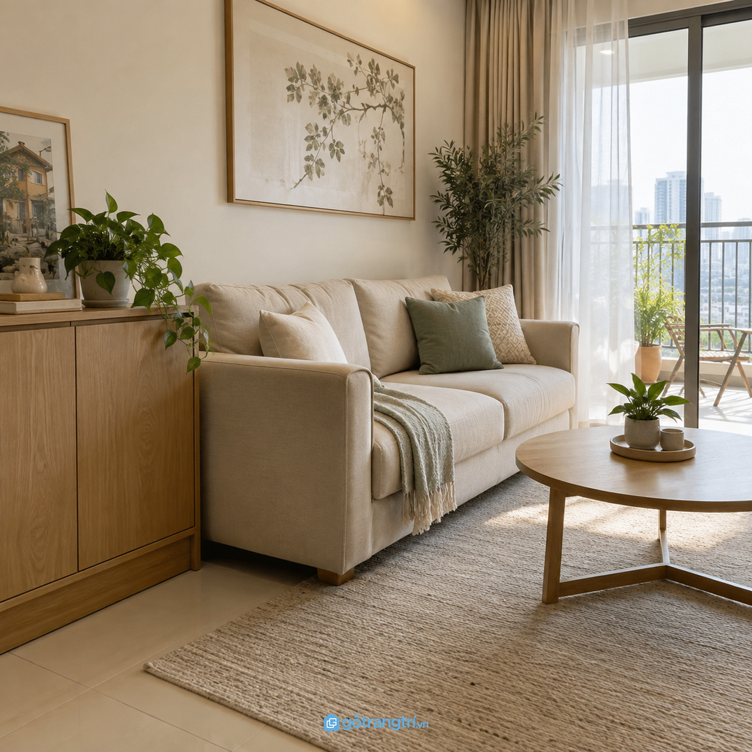 Tủ thấp cạnh sofa phải giữ lối đi và không cản thao tác tiếp khách