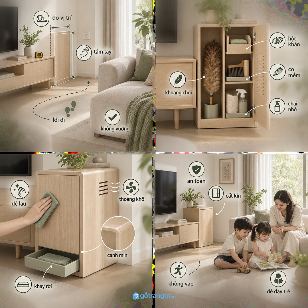 Vật liệu dễ lau và khoang thoáng giúp khăn cọ khô sạch hơn