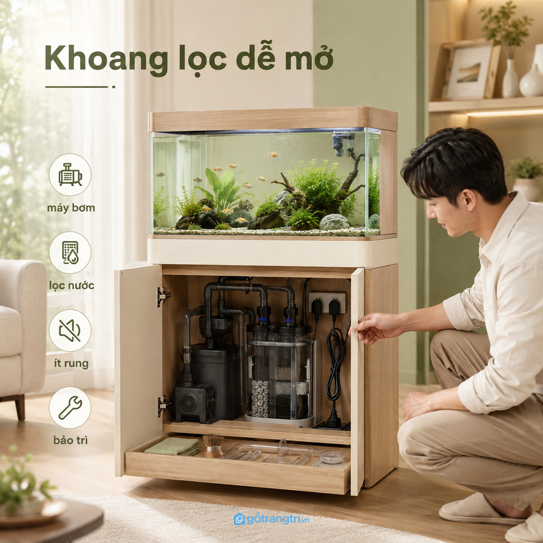 Khoang lọc và máy bơm cần dễ mở để vệ sinh định kỳ