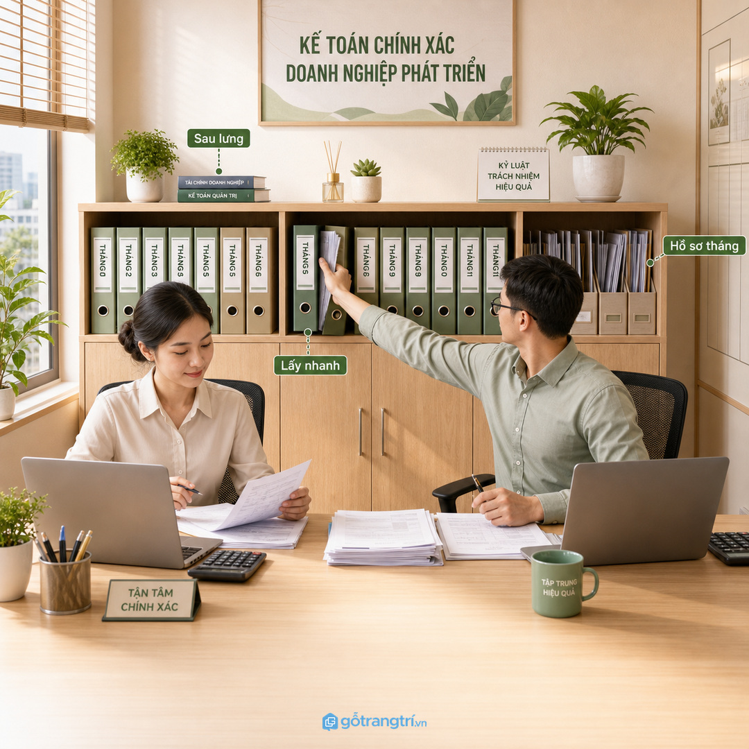 Kích thước tủ cần theo bìa A4, chiều sâu hồ sơ và độ ẩm văn phòng