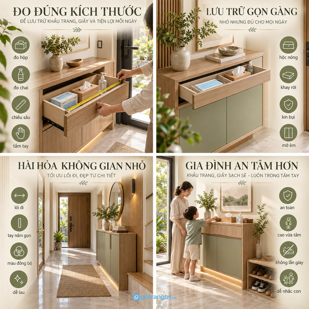 Khoang kín giúp mặt ngoài gọn còn khay lấy nhanh giúp thao tác tiện