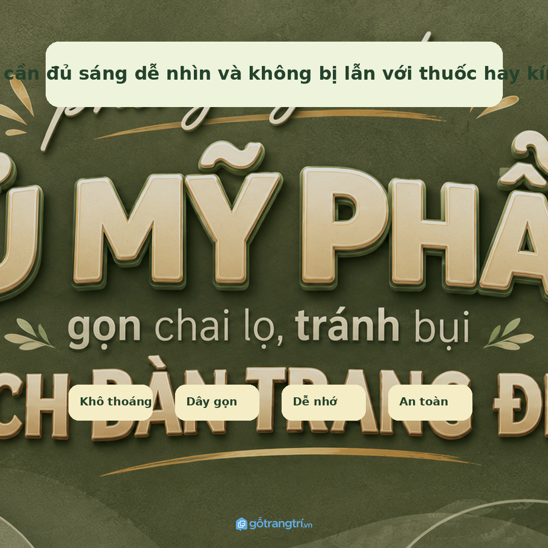 Mặt tủ cần đủ sáng dễ nhìn và không bị lẫn với thuốc hay kính mắt