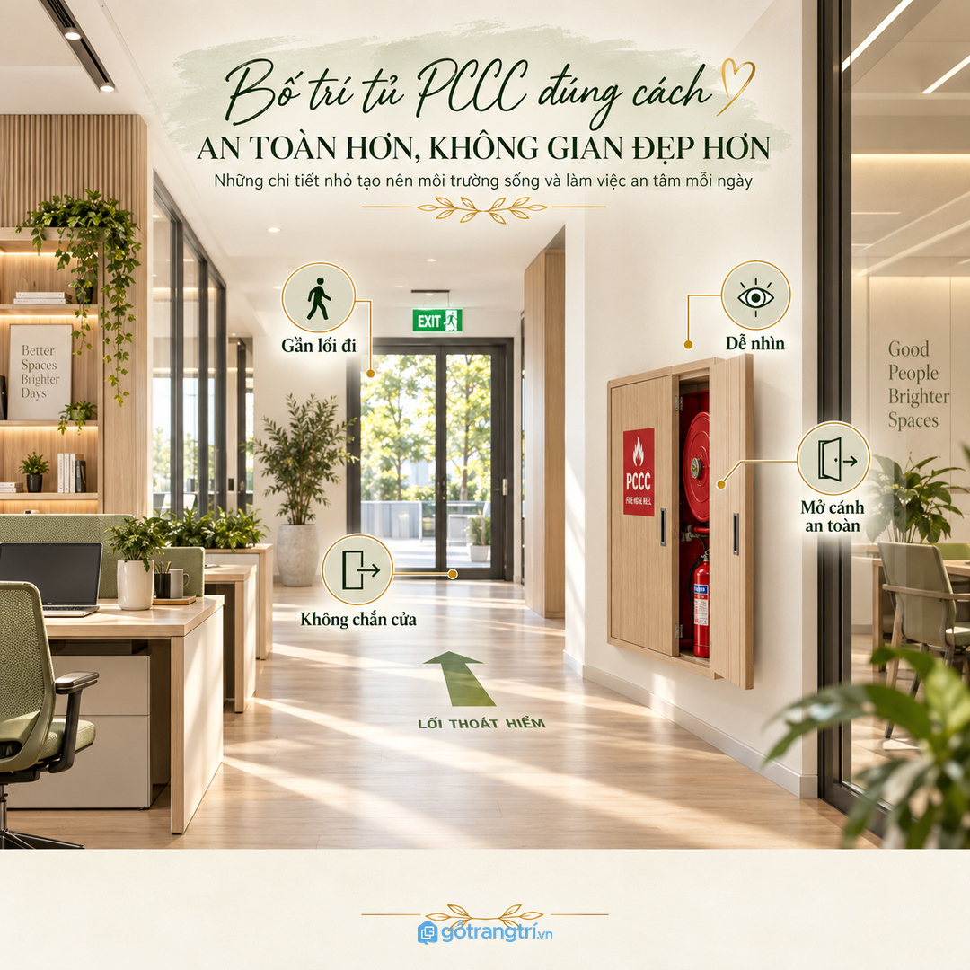 Vị trí tủ cần gần luồng di chuyển nhưng không chắn lối thoát