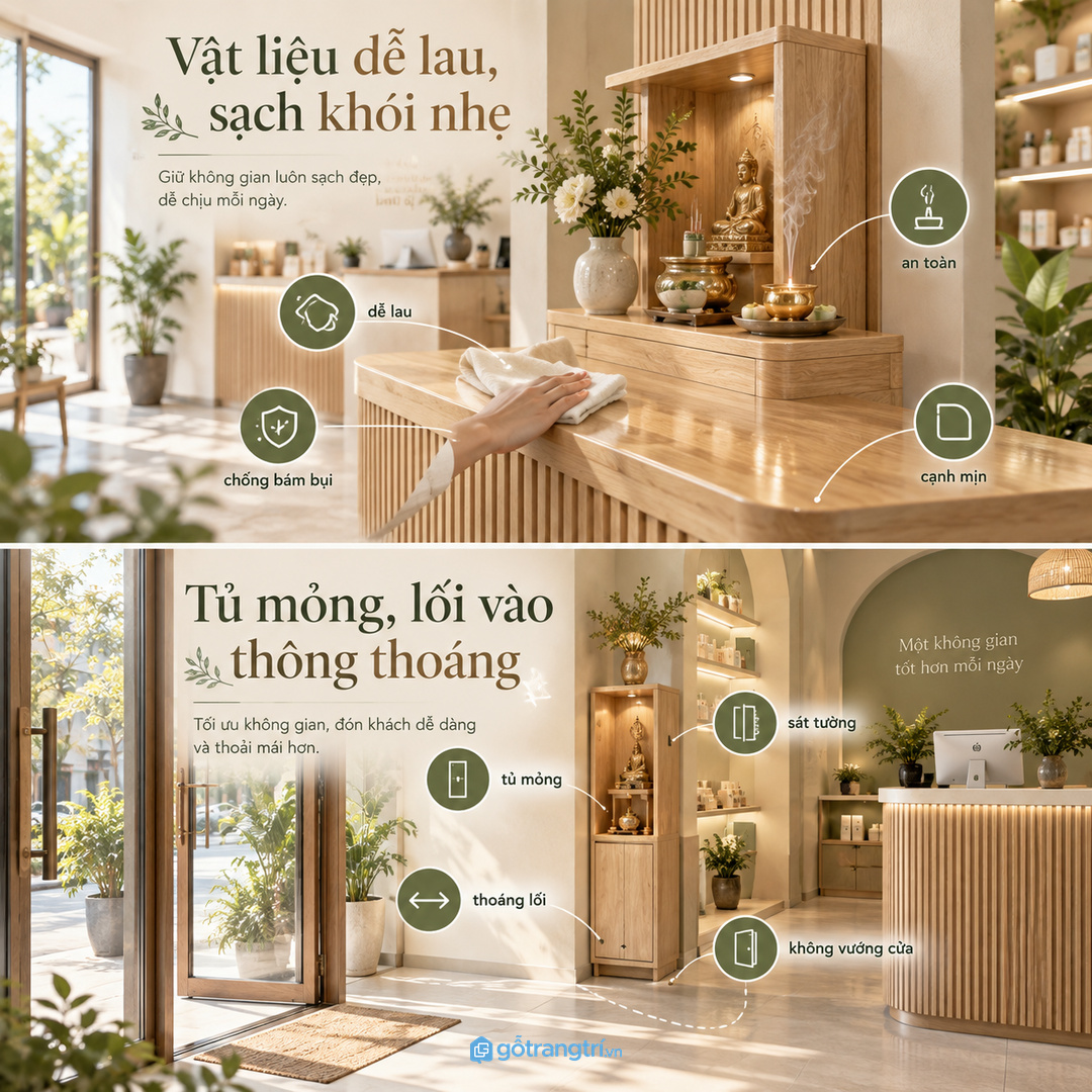 Vật liệu dễ lau giúp khu vực khai trương sạch bụi và an toàn hơn