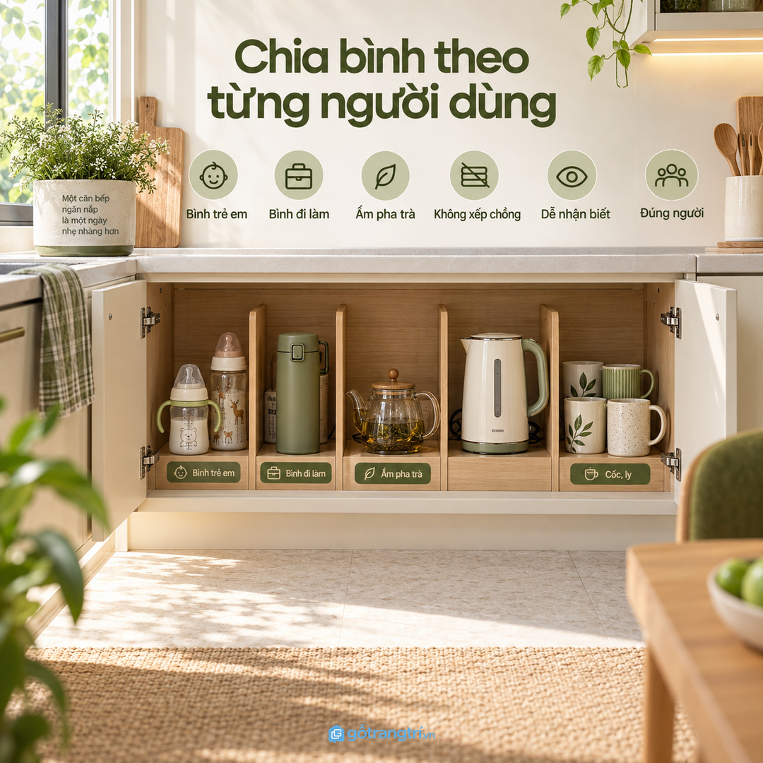 Gia đình nhiều ấm nên chia theo từng người để không lấy nhầm