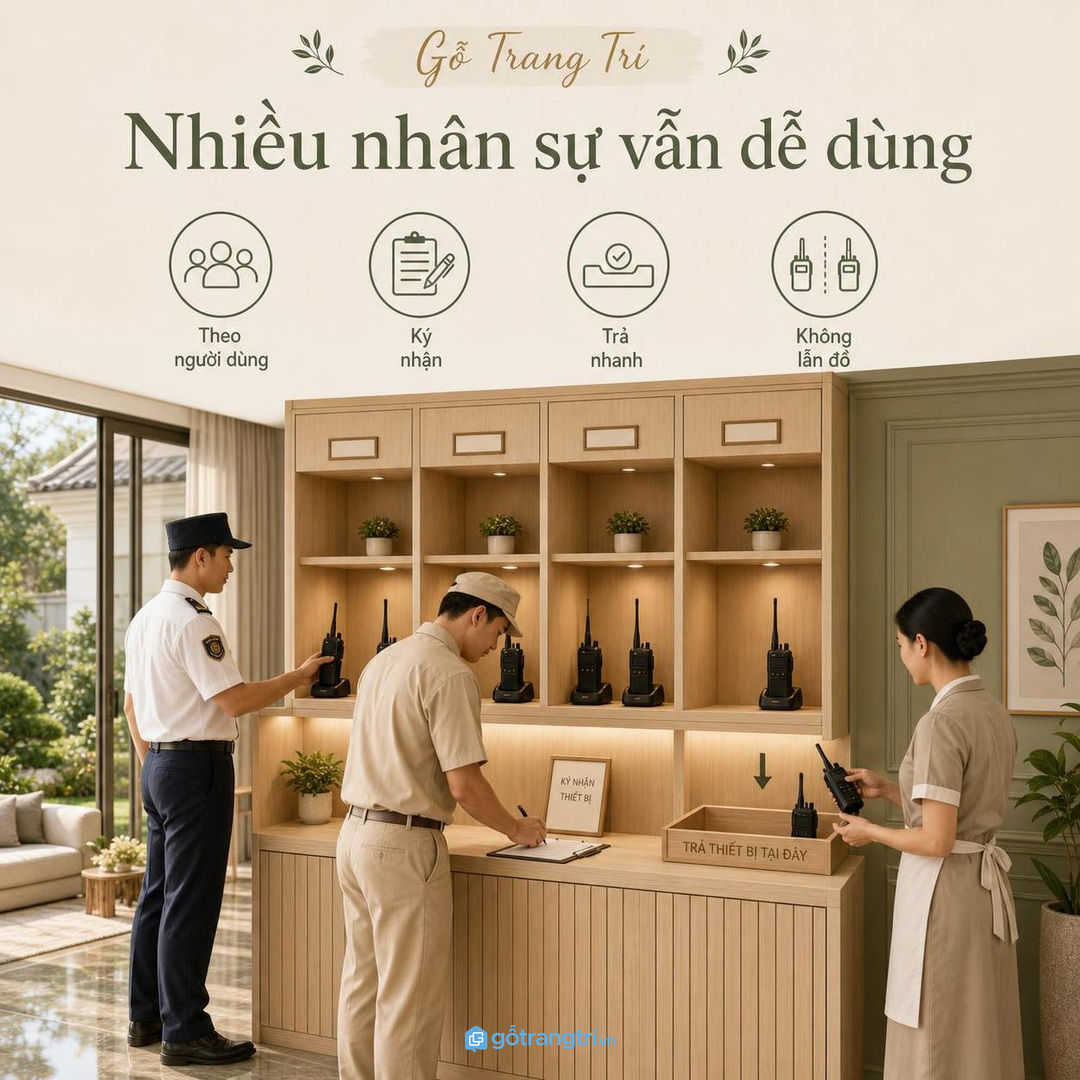 Nhiều nhân sự vẫn dễ dùng khi tủ chia rõ khu nhận trả và ký nhận