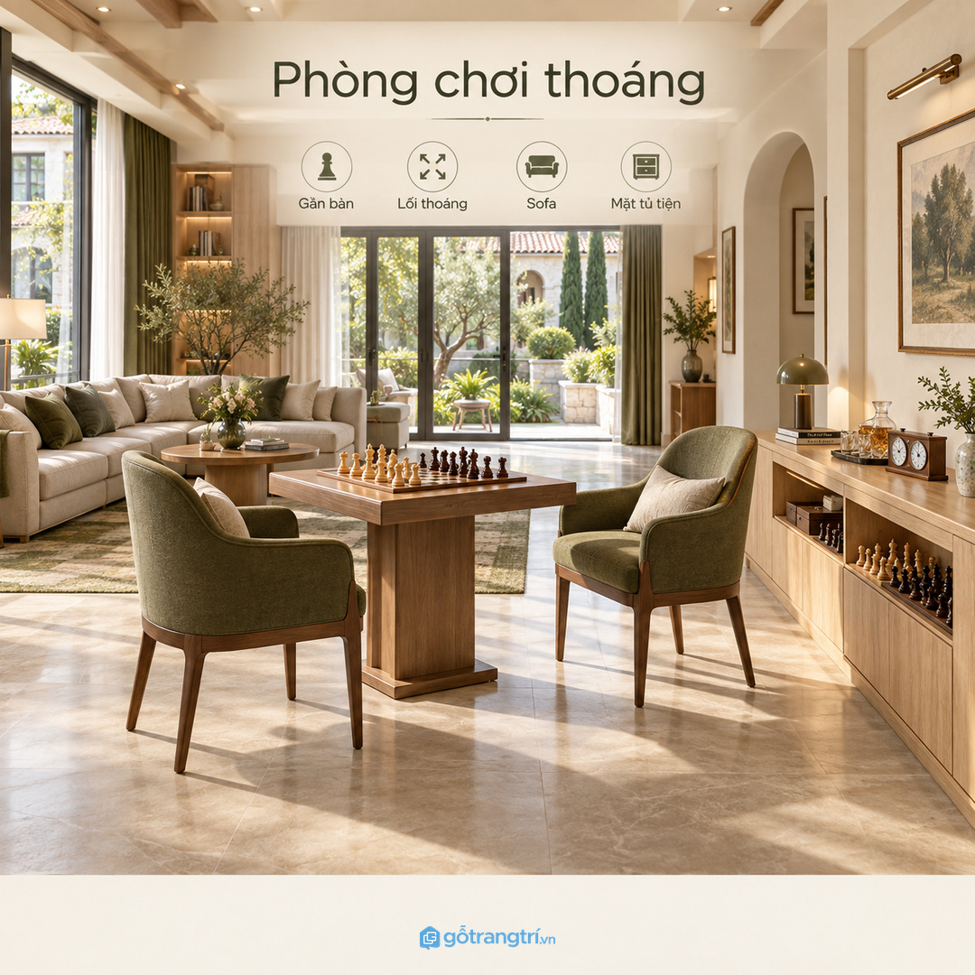 Phòng sinh hoạt chung cần tủ dễ lấy cho nhiều người dùng