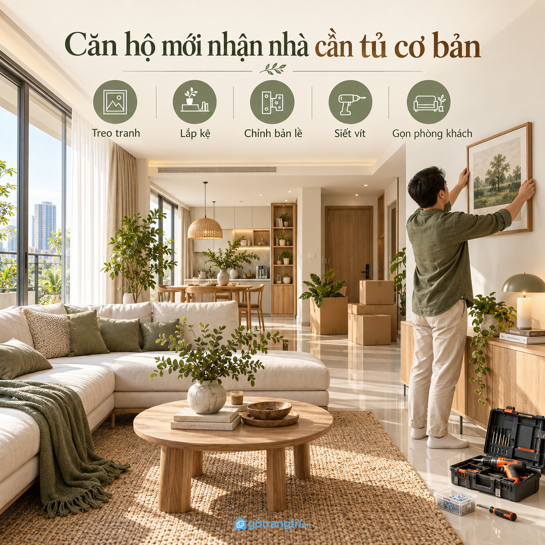 Căn hộ mới nhận nhà cần một tủ đồ nghề cơ bản để xử lý việc nhỏ