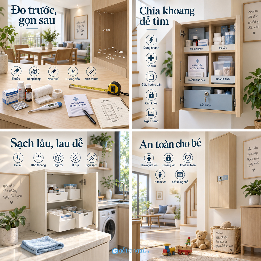 Nhà có trẻ nhỏ cần tủ cao vừa tầm người lớn và có chốt an toàn