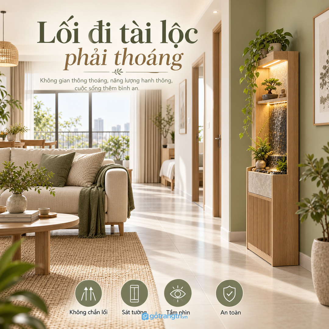 Lối đi quanh góc tài lộc vẫn cần thoáng và an toàn
