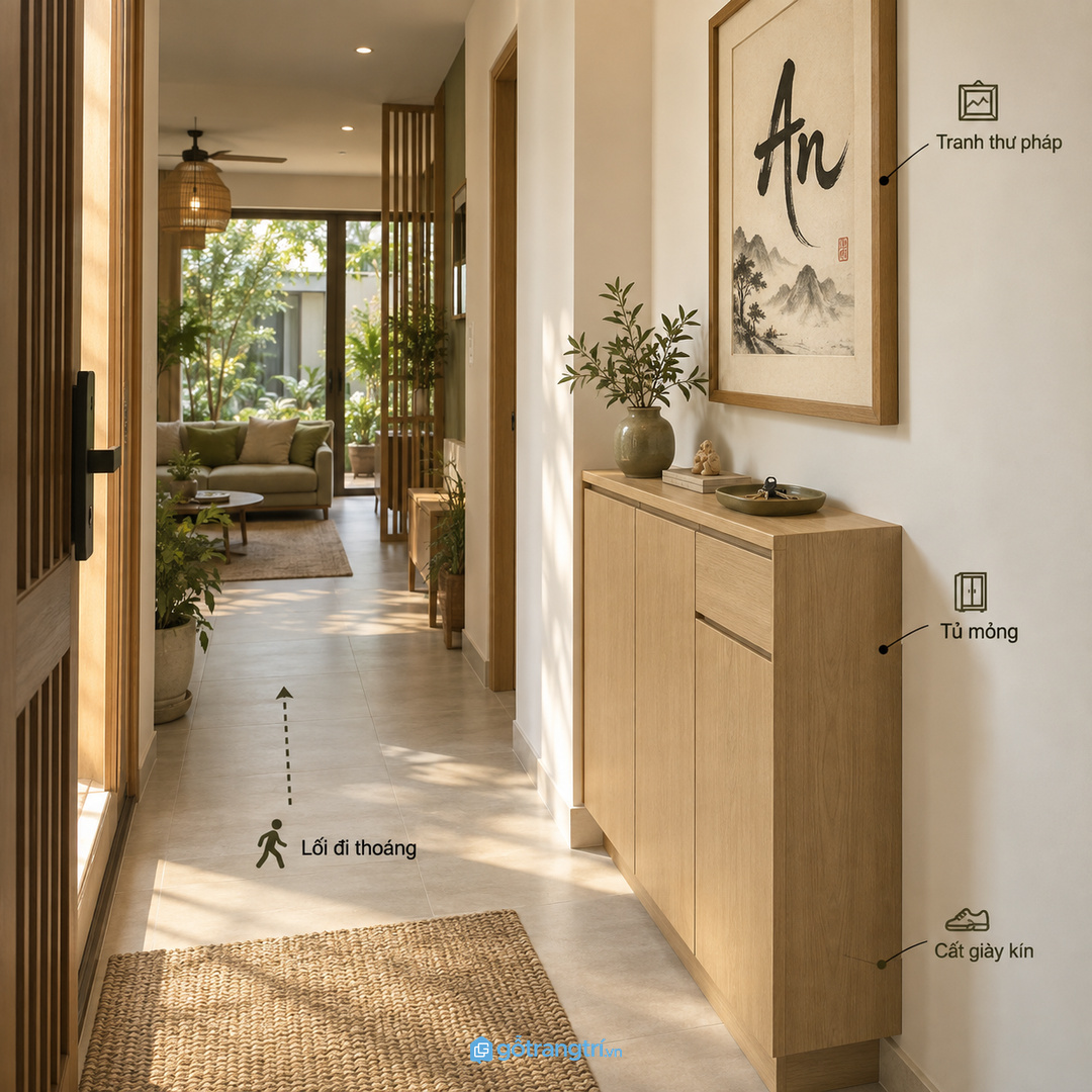 Tủ mỏng áp tường giữ lối đi thoáng và an toàn