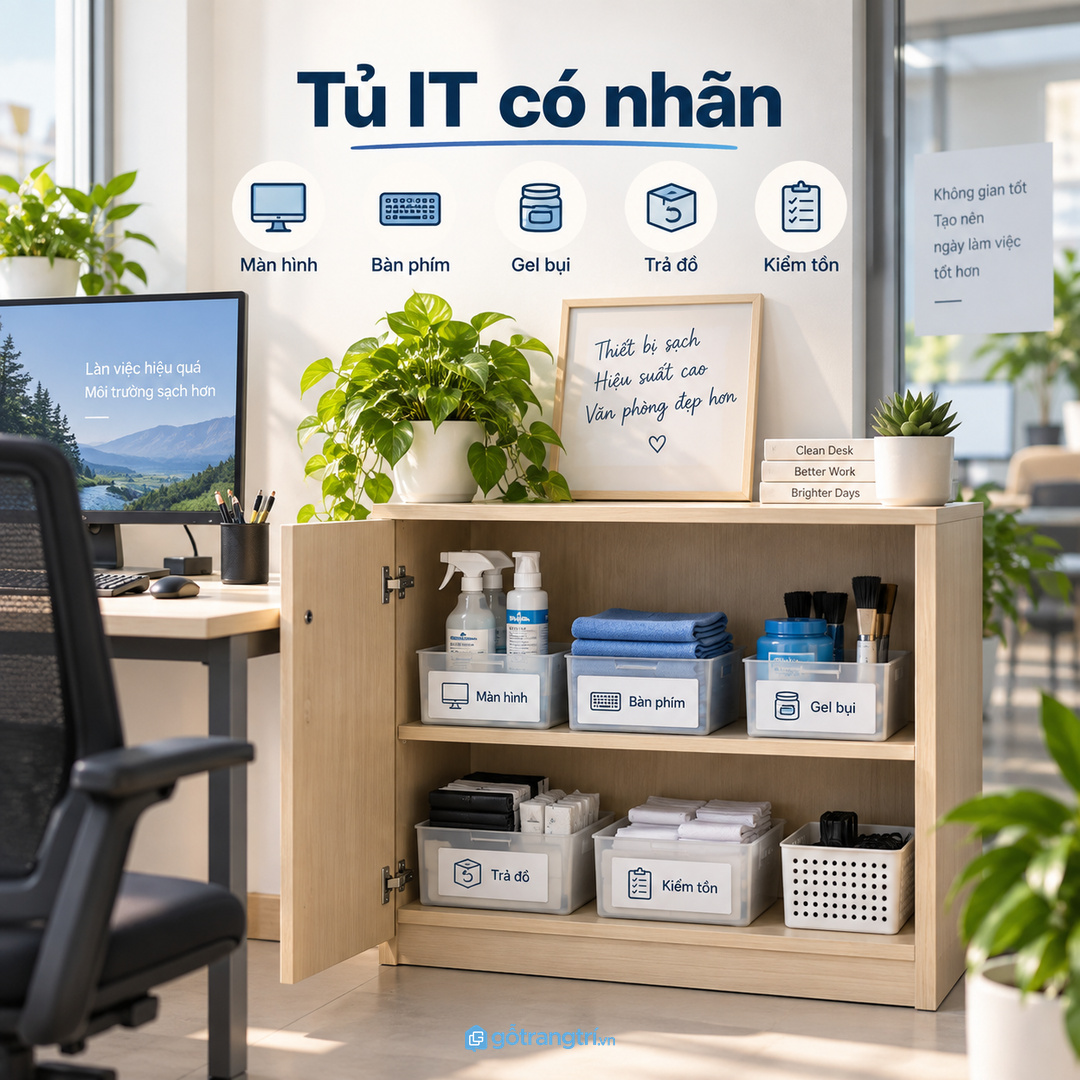 Showroom và phòng sales cần tủ vệ sinh màn hình kín gọn để khu tư vấn luôn sạch