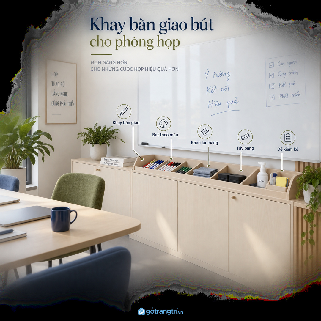 Khay bàn giao bút cho phòng họp giúp ca sau biết đồ đang ở đâu