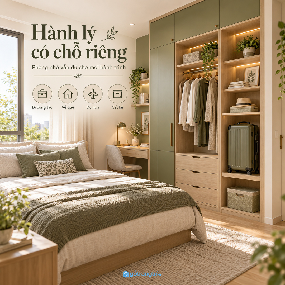 Gia đình hay đi công tác cần khoang lấy nhanh cho vali cabin và túi phụ kiện