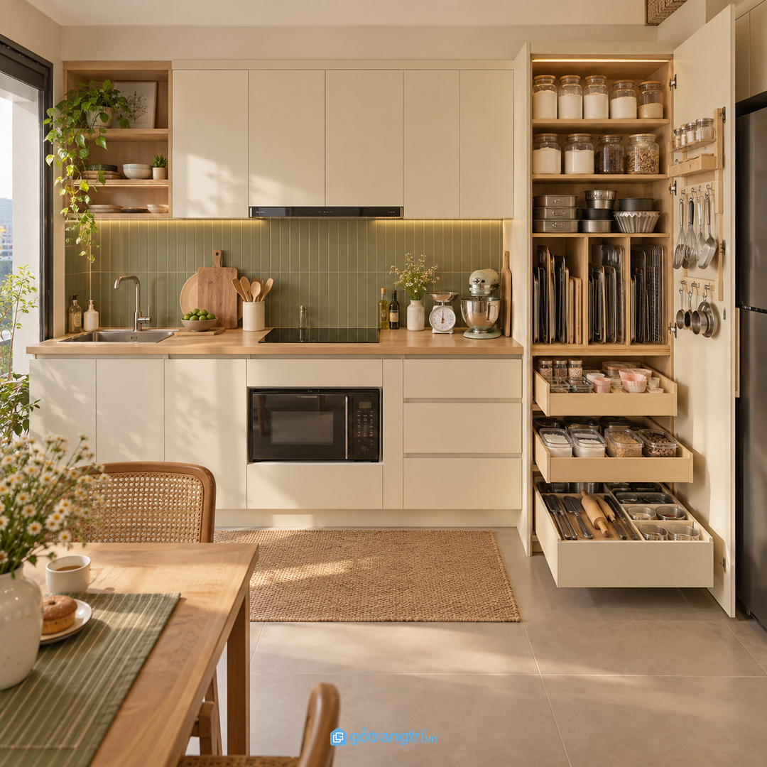 Gia đình làm bánh cuối tuần nên có khoang lấy nhanh và dễ trả đồ