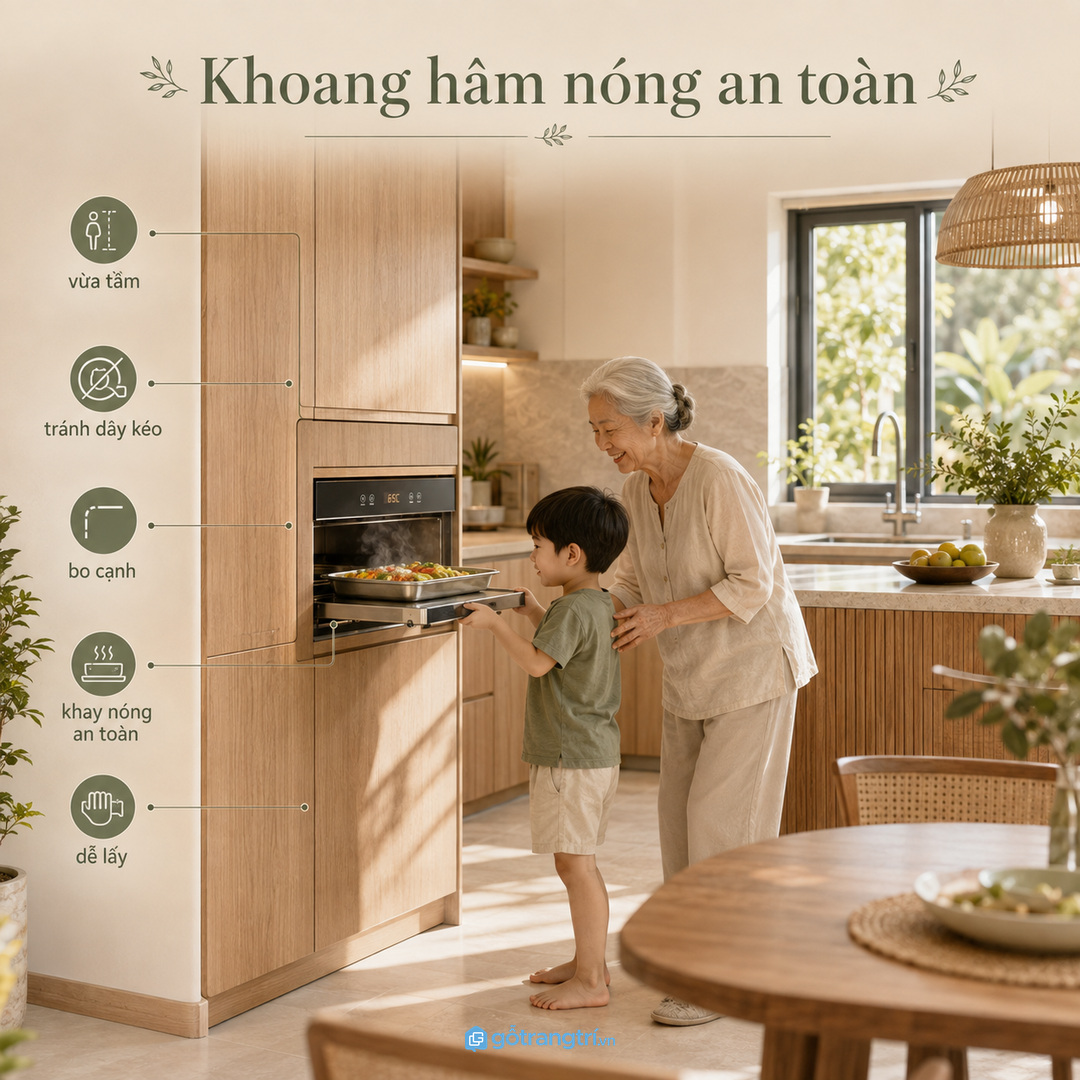 Gia đình có trẻ nhỏ cần khoang hâm nóng vừa tầm và hạn chế dây kéo