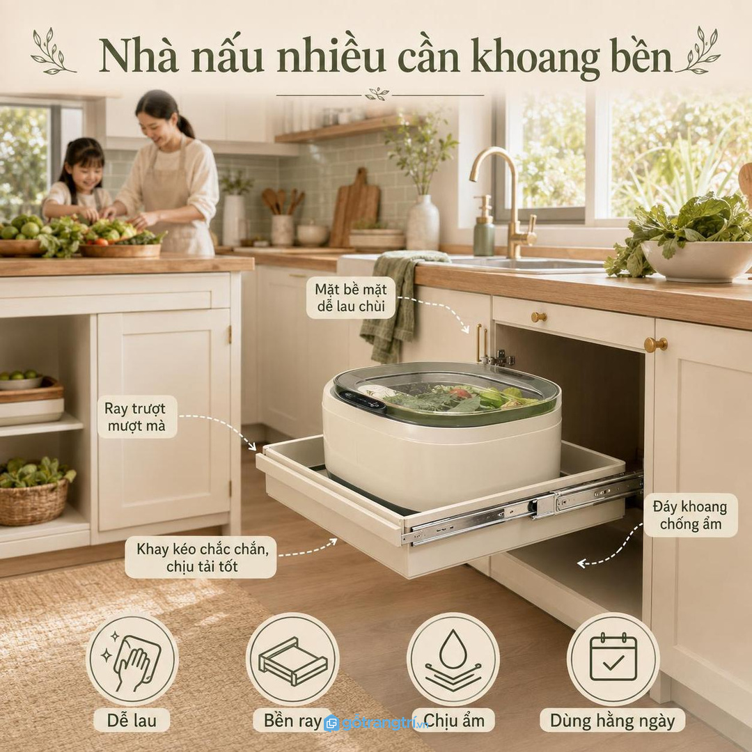 Gia đình nấu nhiều cần khoang chắc, dễ lau và dùng bền mỗi ngày