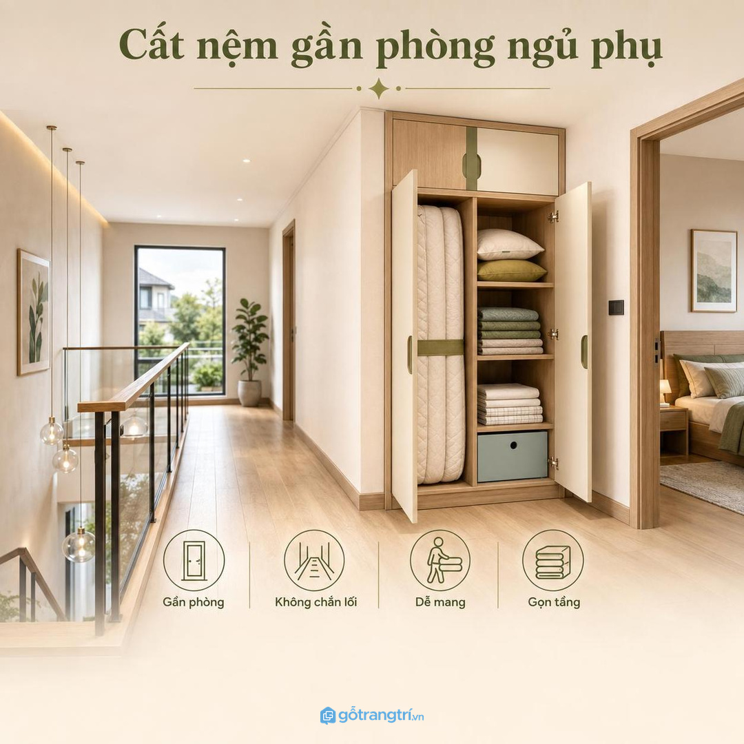 Nhà có trẻ nhỏ cần tủ nệm gấp cánh kín cạnh mềm và dễ dọn