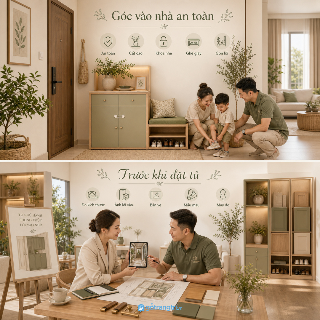 Góc vào nhà an toàn hơn khi đồ nhỏ được cất đúng khoang