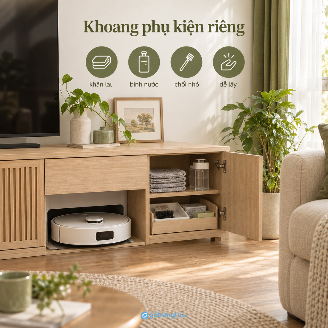 Nhà có trẻ nhỏ cần giấu dây khóa khoang hóa chất và giữ lối robot an toàn