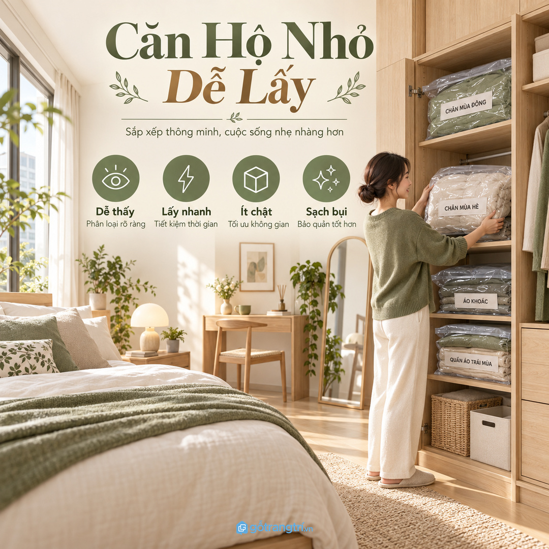 Căn hộ nhỏ cần khoang dễ thấy để lấy đồ mùa nhanh mà không lục tung tủ