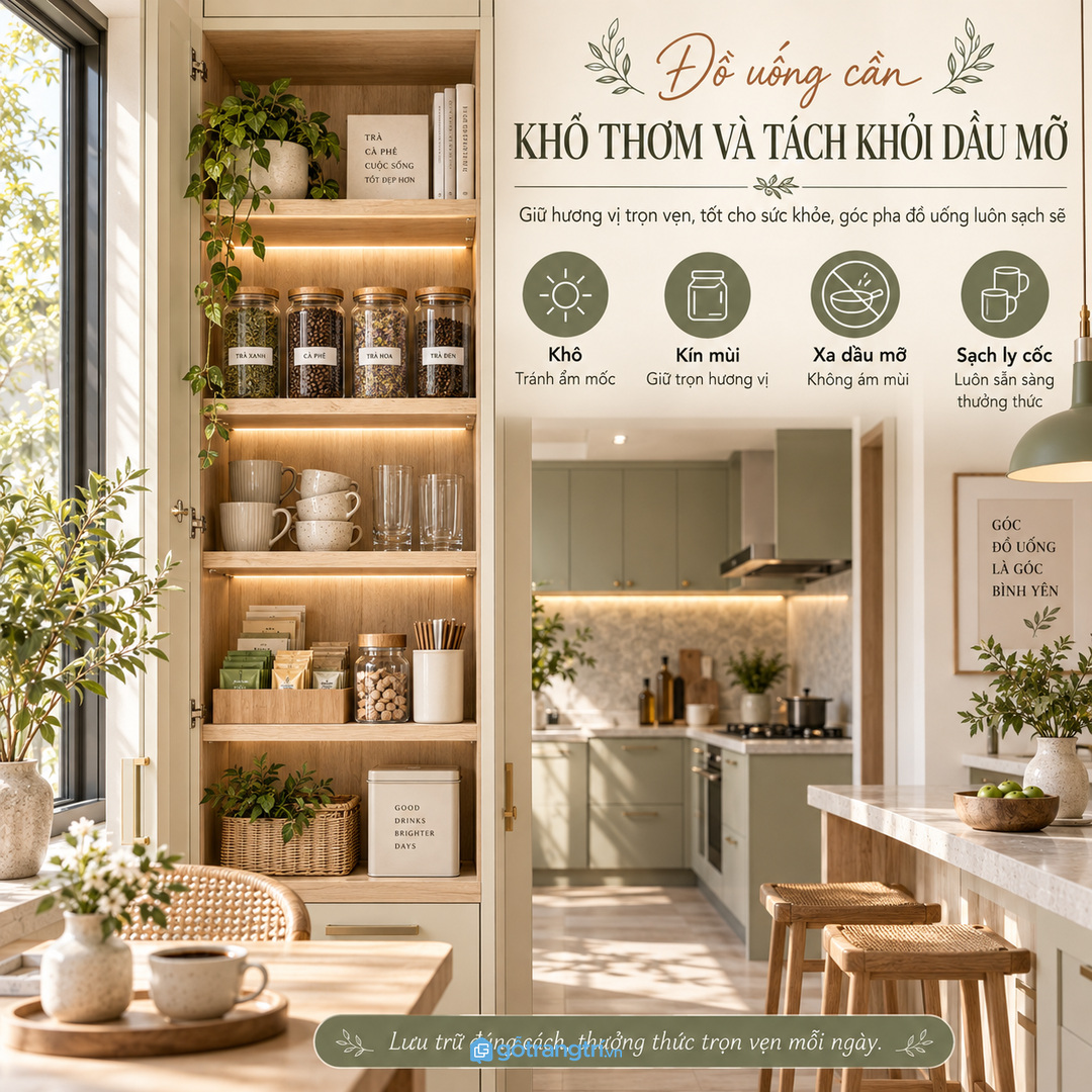 Gia đình hay tiếp khách cần khoang mở ra đẹp và ly cốc sạch