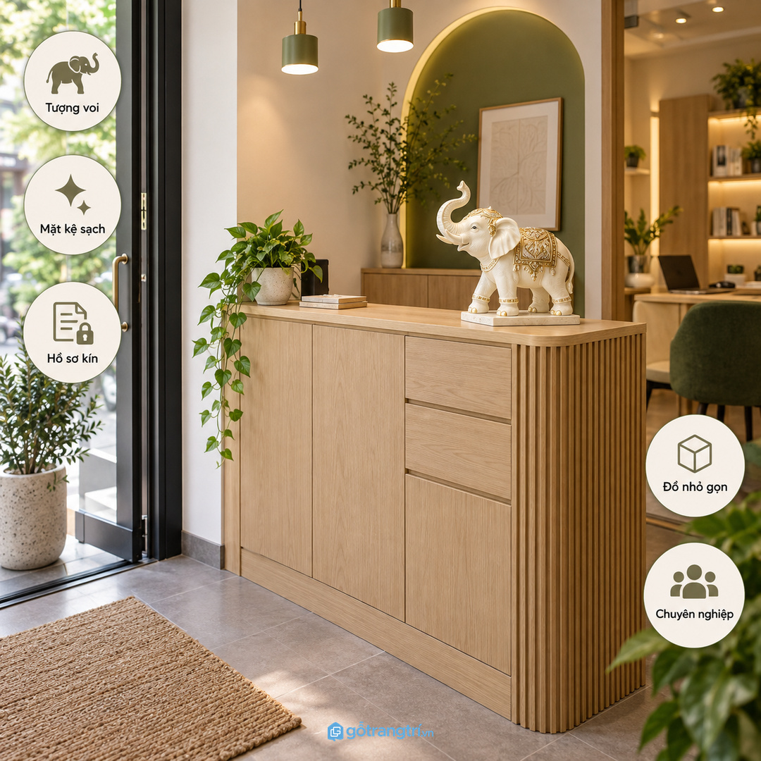 Shop nhỏ hoặc quầy tư vấn cần điểm nhấn phong thủy gọn, chuyên nghiệp