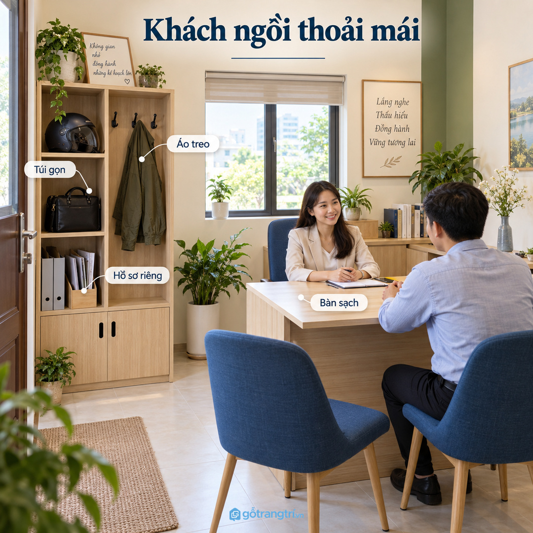 Khách ngồi thoải mái hơn khi túi áo hồ sơ có vị trí riêng