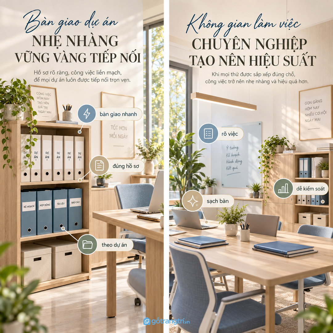 Tủ hồ sơ dự án gọn giúp văn phòng nhỏ làm việc chắc và bớt thất lạc giấy tờ