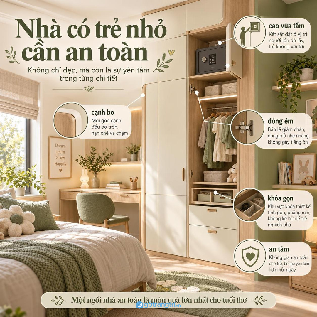 Nhà có trẻ nhỏ cần đặt két ở vị trí an toàn hơn