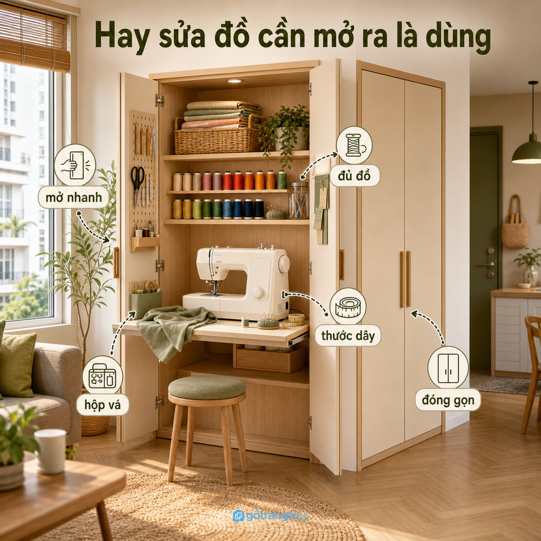 Người hay sửa đồ cần tủ mở ra là dùng, đóng lại là gọn