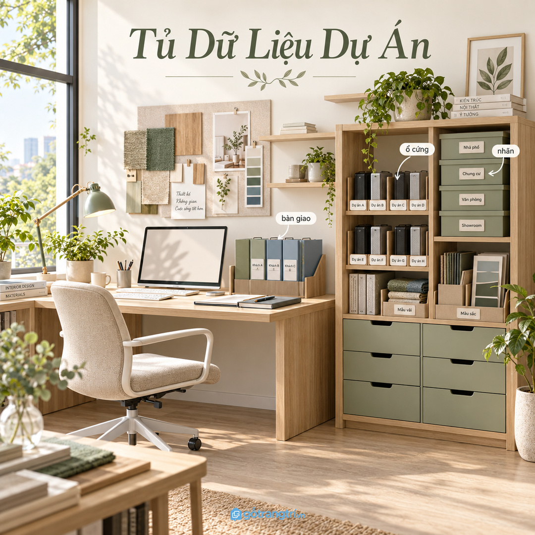 Studio thiết kế cần tủ dữ liệu dự án rõ nhãn và dễ tìm