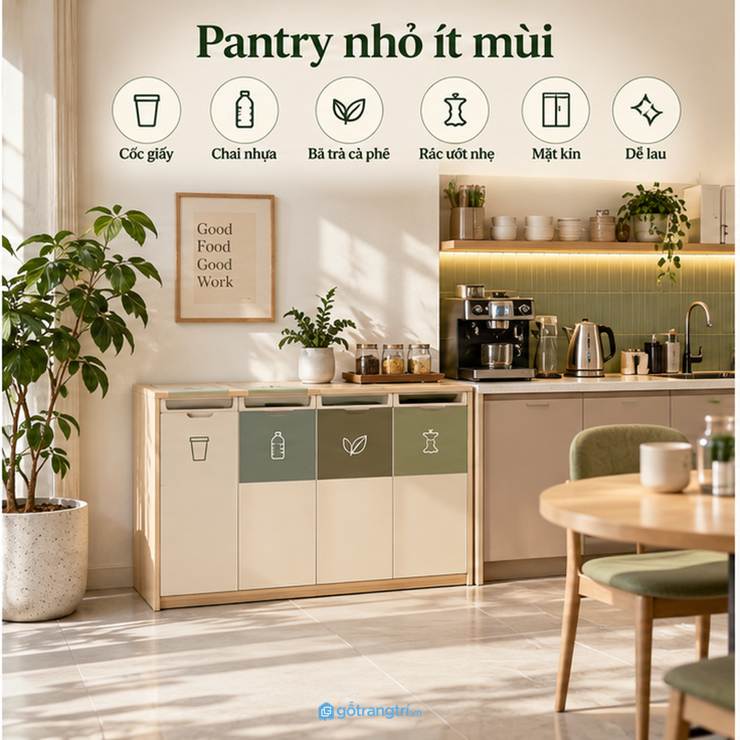 Showroom và quầy tiếp khách cần tủ phân loại rác kín đẹp để giữ hình ảnh chuyên nghiệp