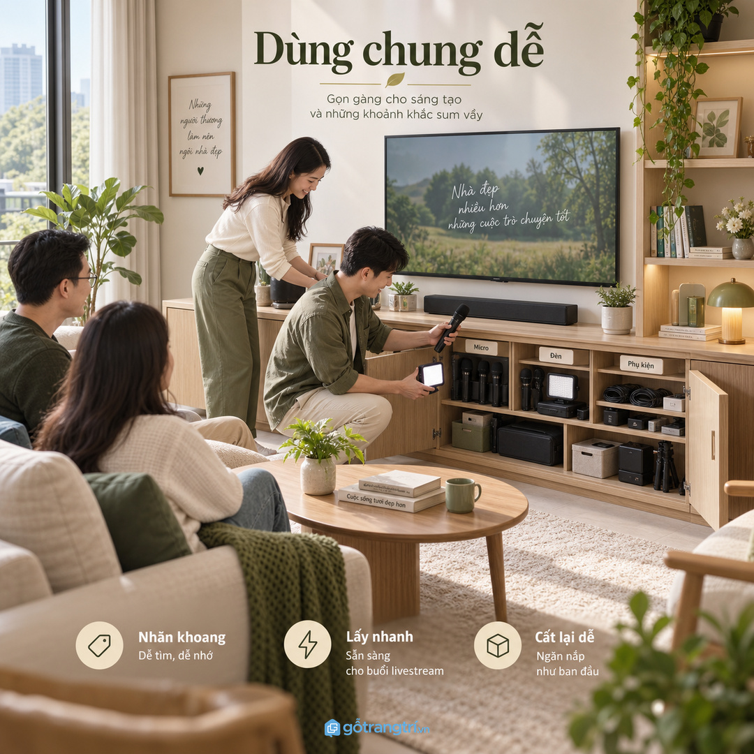 Gia đình dùng chung cần nhãn khoang để lấy nhanh và cất lại dễ hơn