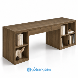 Bàn làm việc liền kệ sách 2 bên GHS-4058 - 160x60x75cm - Màu gỗ 612 - GHS-4058d