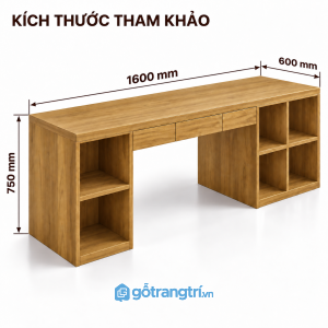 Bàn làm việc liền kệ sách 2 bên tiện dụng