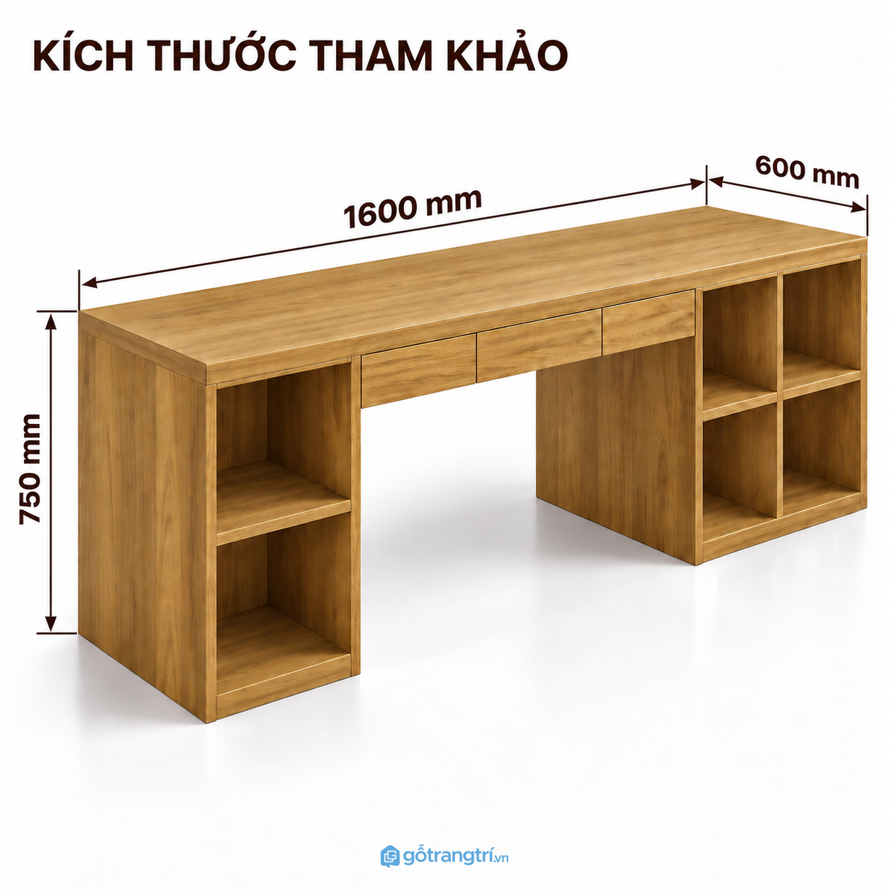 Bàn làm việc liền kệ sách 2 bên tiện dụng Bàn làm việc liền kệ sách 2 bên tiện dụng