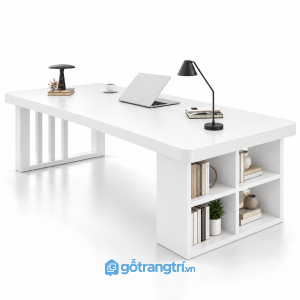 Bàn làm việc mặt rộng có kệ hiện đại tiện dụng GHS-4050 - 1700x700x750 - Màu trắng