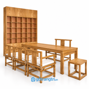 Bàn tiếp khách gỗ kiểu Trung Hoa dáng chữ nhật GHS-7013 - hình ảnh thực tế 1
