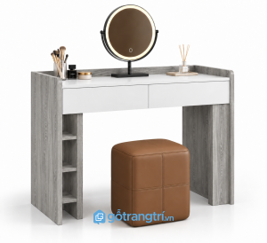Bàn trang điểm gỗ màu vàng có gương tròn GHS-4032 - 1000X450X1350MM - Màu gỗ 413 - GHS-4032B