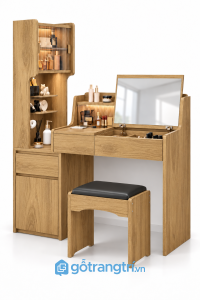 Bàn trang điểm liền tủ kính màu gỗ sáng GHS-4043 - 130x45x150cm - Màu gỗ sồi - GHS-4043c
