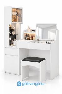 Bàn trang điểm liền tủ kính màu gỗ sáng GHS-4043 - 130x45x150cm - Màu trắng - GHS-4043b