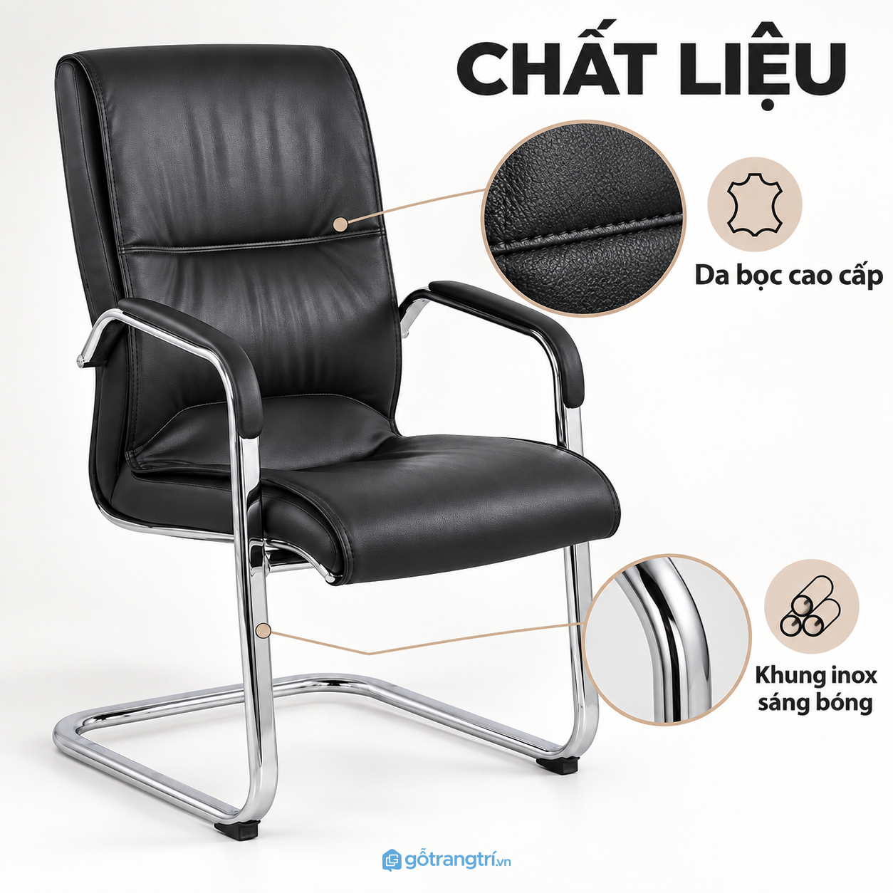 Bề mặt bọc da dễ vệ sinh, khung kim loại chắc chắn