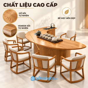 Bề mặt gỗ bền đẹp, thuận tiện khi pha trà